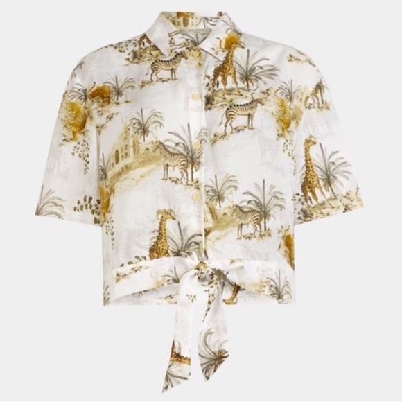 ALLSAINTS Shortsleeved Crop Top with tie front design. Montessori mom zoo outfit - Picture 5 of 10